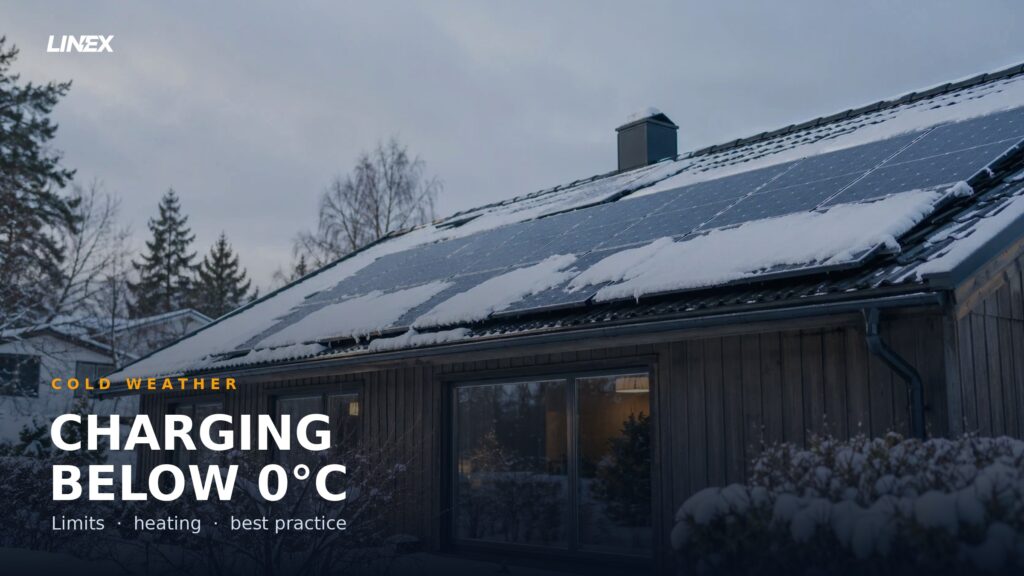 Snow covered solar panels on a house roof